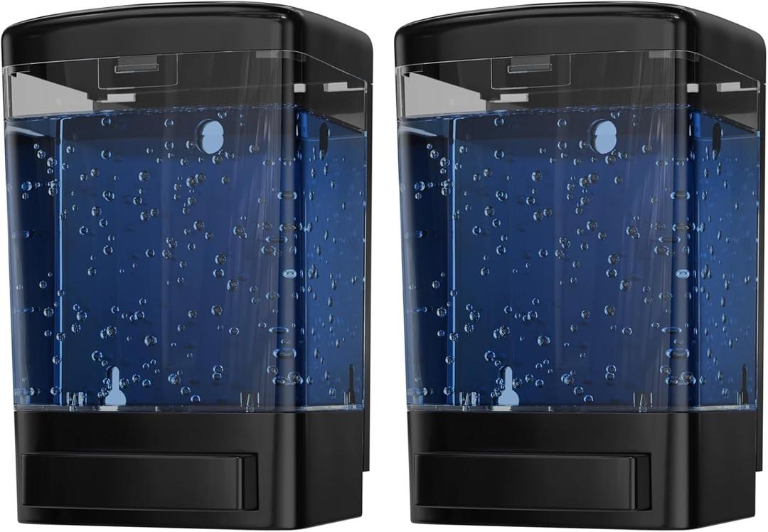 Commercial Soap Dispenser Wall Mount for Bathroom (2-Pack), Wall Mounted Hand Soap/Sanitizer Dispenser for Home or Business (Black), by EnBath