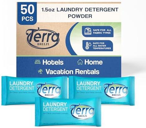 Terra Breeze Laundry Detergent Powder - 1.5 oz Individually Wrapped Packet (Case of 50)