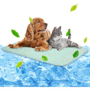 NWK Pet Cooling Mat -39’’ X 27.5’’ Ice Silk Cooling Mat for Dogs & Cats Portable & Washable Pet Cooling Blanket, Car Seats, Beds for Summer (Green Fruit, Large)