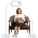 30X 10X Extra Large Floor Magnifying Glass with Light and Stand, 60 LED Flexible Gooseneck Floor Magnifying Lamp with 5 Color Modes, 2-in-1 Lighted Magnifiers for Close Work, Sewing, Crafts, Painting