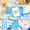 Blue Locker Accessories Kit Back to School Essentials Includes Shelf Magnetic Pen Holder Whiteboard Rug Cute Succulent Fridge Magnets and Organizing Supplies Locker Organizer Supplies
