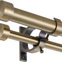 Lwiiom Double Blackout Curtain Rods 72 to 144 Inches (6-12 Feet),1-Inches Front and 5/8 Inches Back Adjustable End Cap Double Window Drapery Rod for Drapes and Curtains,Antique Bronze