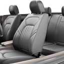 FEELON 5 Pieces ZC Front and Rear Car Seat Covers, Waterproof Nappa Leather Full Set Car Seat Protectors, Universal Auto Interior Fit for Sedans SUV Pick-up Truck, Black