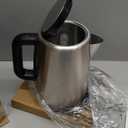 Basics Electric Stainless Steel Kettle for Tea and Coffee, BPAFree, Fast Boiling, Auto ShutOff, BoilDry Protection, 1.7 Liter, 1500W, Black and Silver