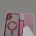 Meifigno Magnetic Case with Removable Phone Ring Stand for iPhone 16 Plus, [Glitter Card & Wrist Strap] [MagSafe Compatible] [Built in Mirror] Magnetic Phone Ring Holder + 16 Plus Case Kit, Hot Pink