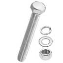 20Pcs Hex Head Screw Nut Washer Kit-1/2-13x4-1/2 304 SS | Hex Tap Bolt Assortment Fully Threaded Hexagon Head Machine Bolts Right Hand, Silver Tone