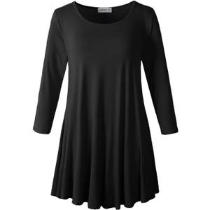 LARACE 3/4 Sleeve Shirts for Women Plus Size Tunic Dressy Top Loose Fit Flare T-Shirt, Large