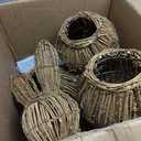 Estune 3 Pcs Rattan Woven Easter Bunny Decor with LED Light Strings, 28" 20" 19" Spring Rabbit Eggs Light up Easter Garden Decoration for Rustic Farmhouse Outdoor, Non-Connecting Structure Cable Ties