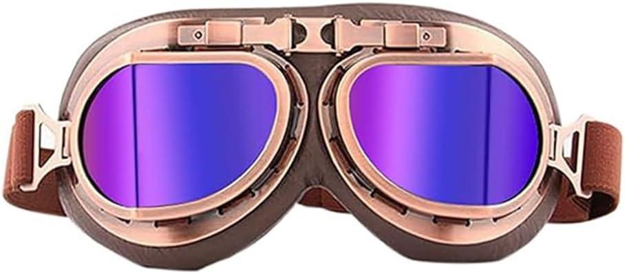 Vintage Motorcycle Goggles,Windproof Anti Fog & Impact UV Protection Aviator Pilot Motocross Goggles,Fly Racing Riding Sand Dust Goggles for Men,Women, Adult