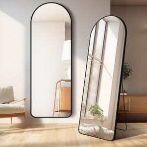 59"x16" Arched Full Length Mirror Full Body Floor Mirror with Stand for Bedroom Cloakroom, Black