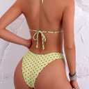 Fanuerg Women's Triangle Bikini Sets Halter String Two Piece Swimsuits High Cut Cheeky Bathing Suit (L)