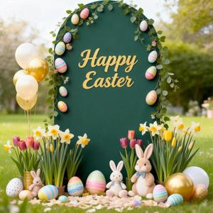 6.6FT Hunter Green Arch Backdrop Cover, Spandex Fitted Wedding Arch Stand Covers 2-Sided Round Top Chiara Arch Backdrop Cover for Easter Wedding Birthday Party Baby Shower Banquet Decoration