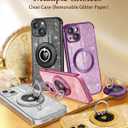 for iPhone 15 Plus Case - Women Glitter Bling Compatible with MagSafe Ring Stand Magnetic Phone Case Cute Girly Sparkly Luxury Elegant Girls Aesthetic for Apple 15 Plus Cases - Gold (Shine Glod)