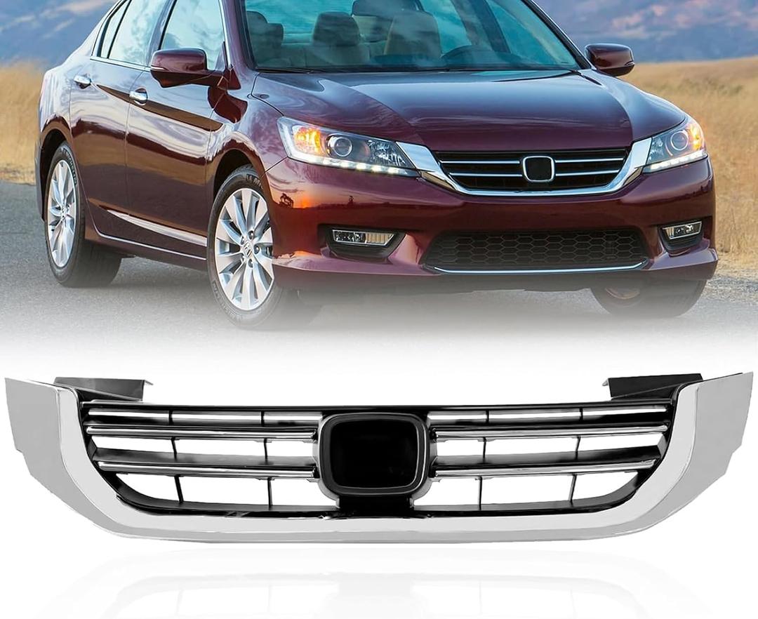 Grille Compatible For Honda Accord Front Chrome Bumper Grill 2013 2014 2015 HO1200214 71121T2FA01