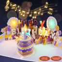 XTF2015 Firework Birthday Cards Music & LED Lights 3D Pop Up Greeting Card with Blowable Birthday Cake, Comes with Digital DIY, Sticky Note and Envelope, for Lover, Family and Friend