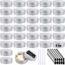 100PCS Metal Round Tins, 2 oz Aluminum Tin Cans Containers with Screw Lid for Lotion Bars, Balms, Salve, Spices or Beard Balm, DIY Candle Making Jar