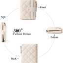 GAEKEAO Small Wallet for Women Slim Bifold Leather RFID Blocking Credit Card Holder Wallets Zipper Pocket Coin Purse with ID Window (White)