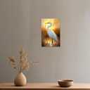 CCWORKERRY White Heron Pictures Bathroom Wall Decor Coastal Bird Couple Painting Beach Egret Poster Wildlife Reed Canvas Prints Hallway Decor(Yellow,16L x 24W)