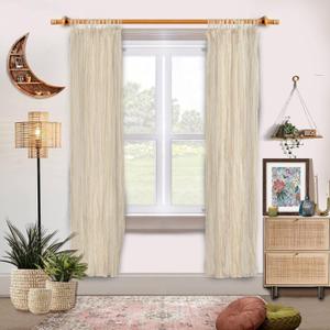 Sheer Crinkle Curtain Panel Set of 2, 100% Natural Washable Cotton Window Treatment Rod Pocket Curtain Panels for Kitchen, Bedroom and Living Room - White, Window - 42"x62"