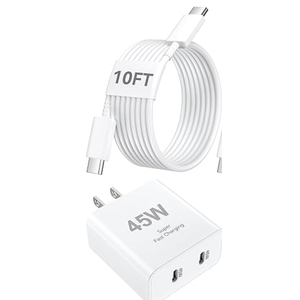 iPhone 17 16 15 Charger Fast Charging, 45W Dual USB C Phone Charger 1 prs Block with 10FT Long Type C Cable Cord for Apple iPhone 17/Pro/Pro Max/17 Air/16 Pro/16 Pro Max/15 Plus/15 Pro/iPad/S25 Ultra/S24