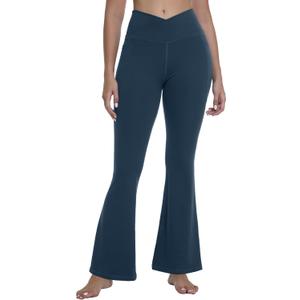 MathCat Women's Flare Yoga Pants Bootcut with Pockets, High Waisted V Crossover Workout Leggings for Yoga, Gym, Lounge Size M