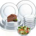 Havawish 18 Pcs Glass Dinnerware Set Sleek Round Clear Glass Plate and Bowl Sets for Dessert, Salad, Fruit, Dishwasher, Microwave Safe Kitchen Dining