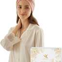 100% Mulberry Silk Bonnet for Sleeping, Adjustable Tie Closure for Women, Breathable Hair Wrap for Hair Protection (Rose Gold)