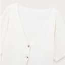 Verdusa Women's Old Money Clothes Summer Short Sleeve Cardigans V Neck Button Down Lightweight Outerwear Knit Sweater (White, XS)