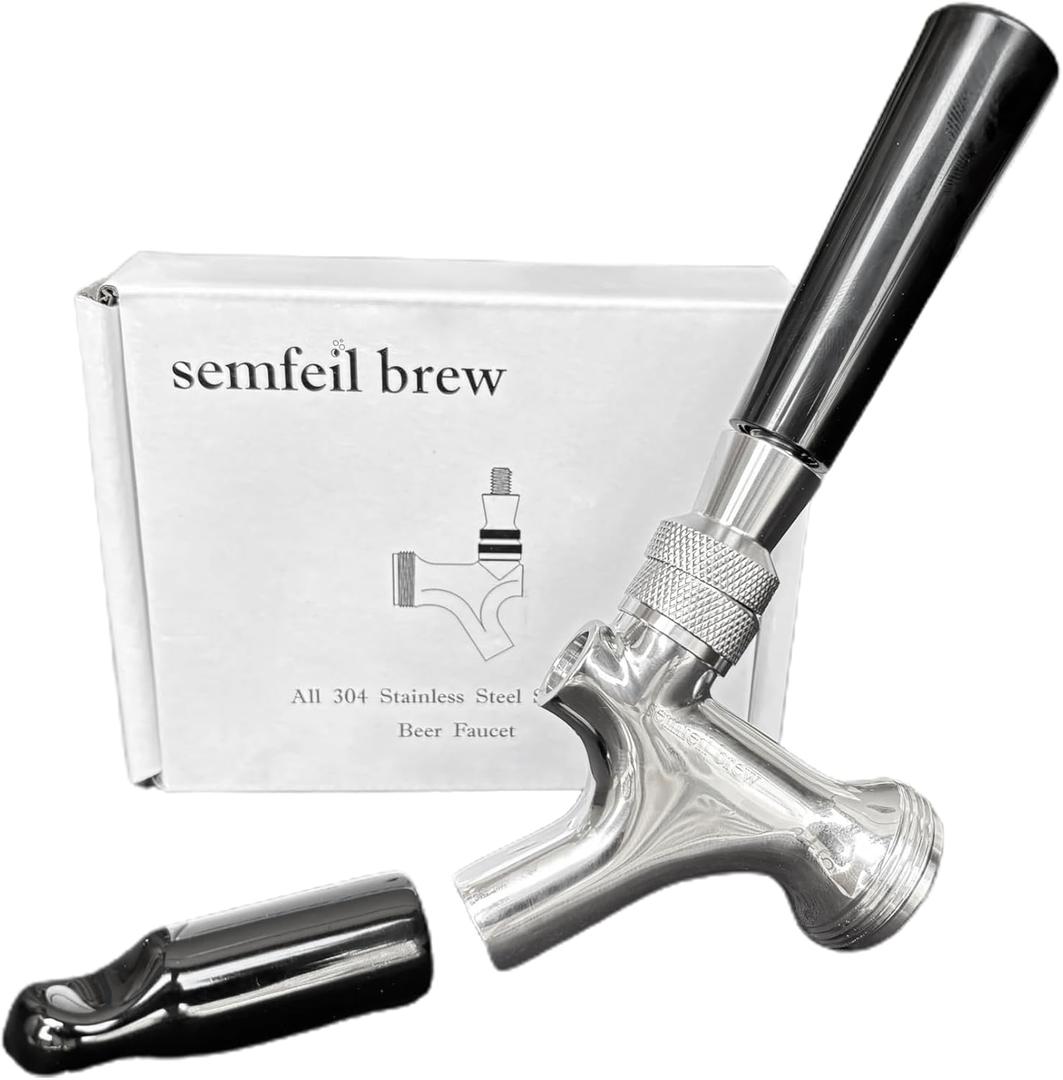 All 304 Stainless Steel Beer Faucet, Draft Beer Tap Kegerator Faucet Beer Keg Tap, Beer Keg Kegerator Nozzl Beer Tap with Well-Pouring, Fits for American Beer Shanks and Kegerator Beer Towers