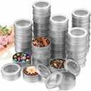 TecUnite 100 Pack 2 Ounce Metal Tin Cans Round Empty Container Salve Tins with Clear Lid for Kitchen, Office, Candles, Candies