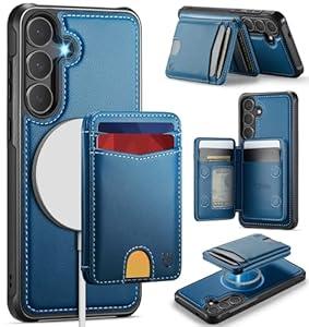for Samsung Galaxy S25 Case Wallet Compatible with Magsafe, RFID Blocking Magnetic Card Holder 2 in 1 Detachable Kickstand Shockproof Phone Case for Galaxy S25 6.2" Blue
