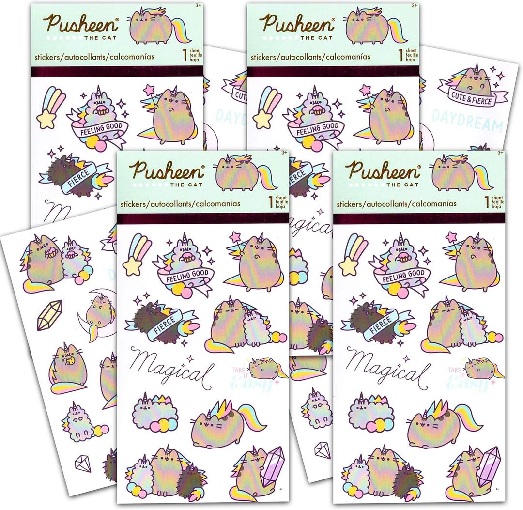 Pusheen Cat Sticker Bundle Pack Pusheen Favors - 120 Pusheen Sticker Stickers for Walls Cars Laptops Water Bottles (Pusheen the Cat Party Supplies Office Supplies School Supplies)