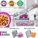 Stainless steel Vegetable Chopper, Veggie Chopper With 8 Blades, Onion Dicer with Container, Food Cutter & Grater Mandoline Slicer