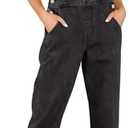 LookbookStore Women's Casual Stretch Denim Bib Overalls Pants Pocketed Jeans Jumpsuits Size M
