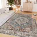 Machine Washable Rugs Nursery Rug 5x7 Cute Girl Non Slip Low Pile Water Repellent Soft Print Pattern for Bedroom Indoor Decor Kids Playroom Browngreen