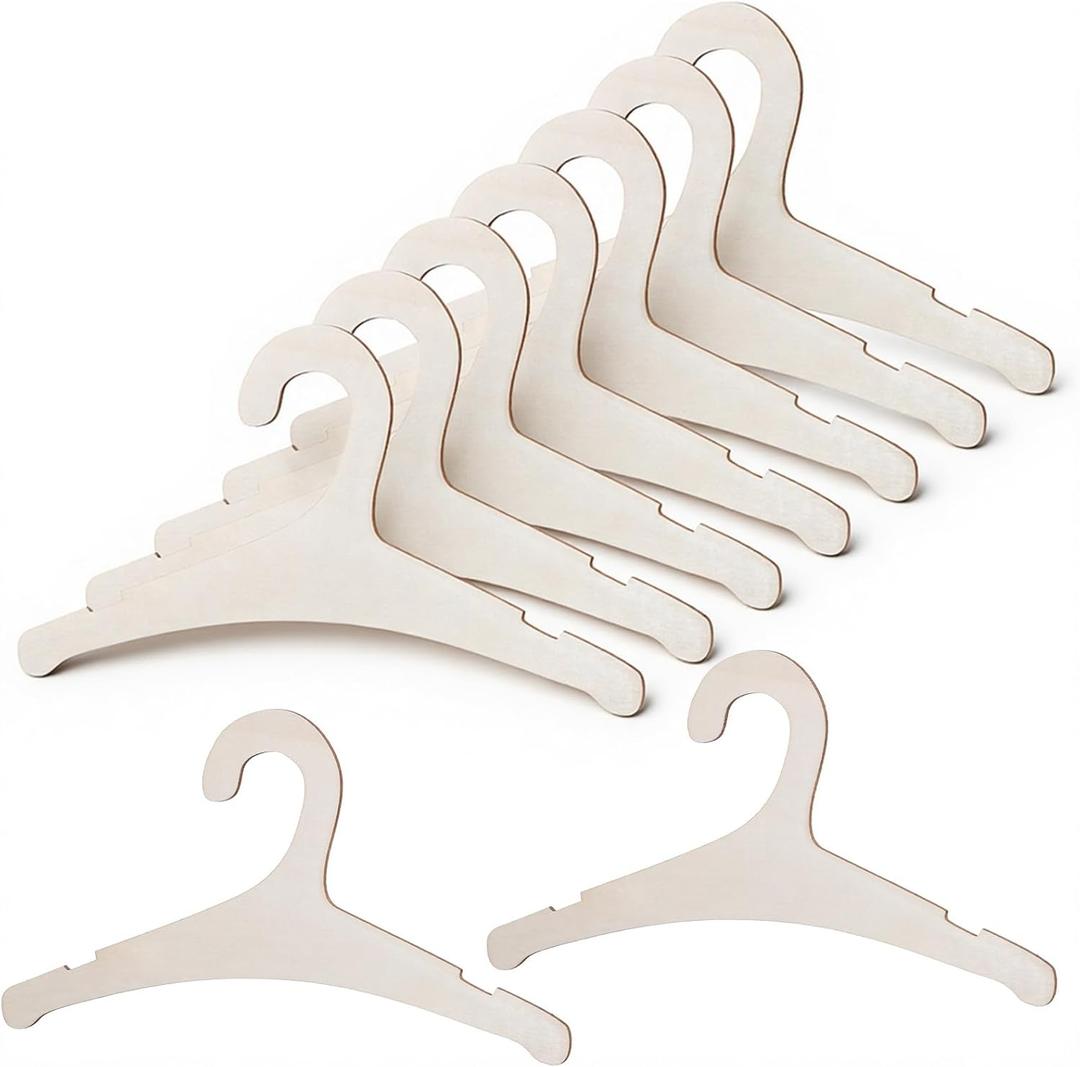 10Pcs Wooden Baby Hangers, Anti-Slip Natural Wood Baby Hangers, Cute Wooden Hanger for Newborn to Toddler Closet Shirts Pants Coats Suits Jackets Clothing Storage Organize Space Saving