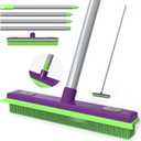 Rubber Broom Pet Hair Remover, Silicone Squeegee Brooms for Floor, Tile, Windows, Carpet Cleaning, 4-Section Pole up to 58 inches