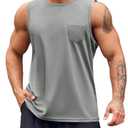 Runcati Mens Sleeveless Workout Tank Tops Athletic Muscle Gym T Shirts Grey (Gray)
