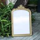 Distressed Vintage Gold Wall Mirror - 24x36 inch, Large Antique Fireplace Mantle Mirror, Baroque Ornate Decorative Bathroom Mirror | Solid Wood Pine