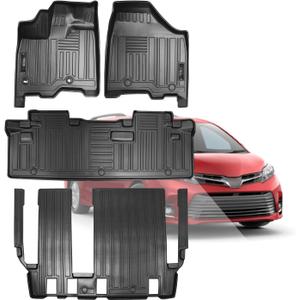 Vanseno 3Row Floor Mats Compatible for 2013-2020 Toyota Sienna 8 Seat