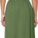 AUSELILY Women's Short Sleeve Loose Plain Casual Long Maxi Dresses for Women 2026 (Green, S)