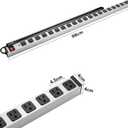 Long Metal 20 Outlet Wide Spaced Garage Industrial Heavy Duty 15 Ft Extension Cord Power Strip 15A, 125V, 1875W Silver&Black
