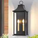 21In Large Dusk to Dawn Outdoor Wall Lights Fixture, 2-Light Black Gold Exterior Lighting Fixtures, Weather Resistant Patio Wall Light Fixture for Porch, Garage, Entrance, Backyard E12 Base