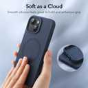 ESR for iPhone 15 Pro Max Case with MagSafe, Supports Magnetic Charging, Slim Liquid Silicone Case, Shock Absorbing, Screen and Camera Protection, Cloud Series, Dark Blue