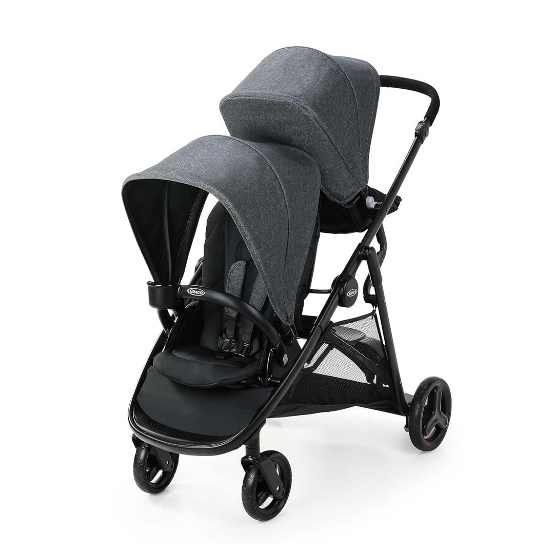 Graco Ready2Grow 2.0 Double Stroller, Twin Baby Stroller Features Bench Seat and Standing Platform Options, Compact Fold Perfect for Baby Travel, Rafa