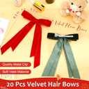 20 Pcs Velvet Hair Bow Bulk Multicolor Ribbon Hair Clips Winter Velvet Hairs Accessories with Long Tails Bowknot Barrette Clips Ponytail Holder for Xmas New Years Valentine Gifts