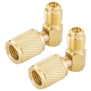 Anti-Blowback Adapters, 1/4" SAE Swivel Adapter, 90 Degree Elbow Mini Split Adapters 1/4 Female Swivel x 1/4 Male for R410A CFC HCFC HFC HVAC Refrigerant System 2PC (90 Degree)