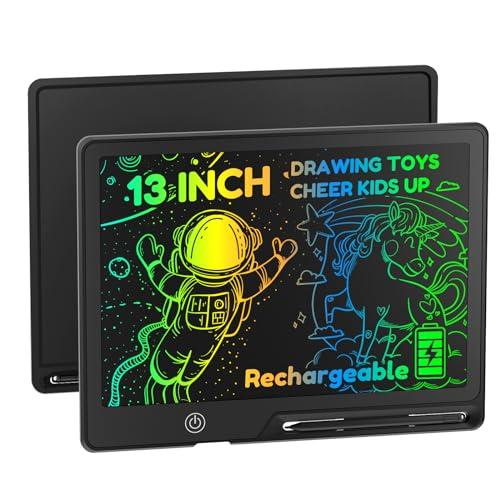 POPERFUN 13 Inch LCD Writing Tablet for Kids, Rechargeable Erasable Doodle Board Colorful Toddler Drawing Pad, Preschool Learning Toys Christmas Birthday Gift 3 4 5 6 7 Year Old Girls Inky Black