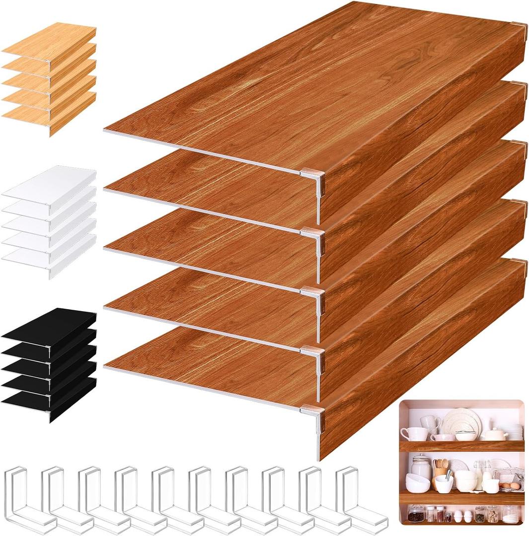 Hoolerry 5 Pcs Wire Shelf Covers Foamed PVC Wire Rack Covers for Removable Closet (Not Wood) Pantry Shelves for Cabinet Bathroom Kitchen Shelving Decoration(Dark Wood Color,34x16 Inch)