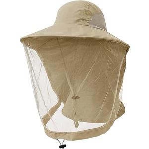 Peicees Head Net Hat for Men Women Adventure Fishing Hat Safari Hat for Hunting Camping Hiking, Khaki, One Size